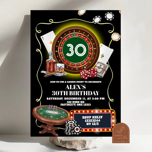 Casino Night Poker Man Adult Birthday Kaart