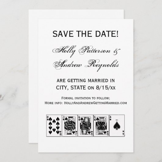 Casino Night Poker Royal Flush Schoppen Kaart (Voorkant / Achterkant)