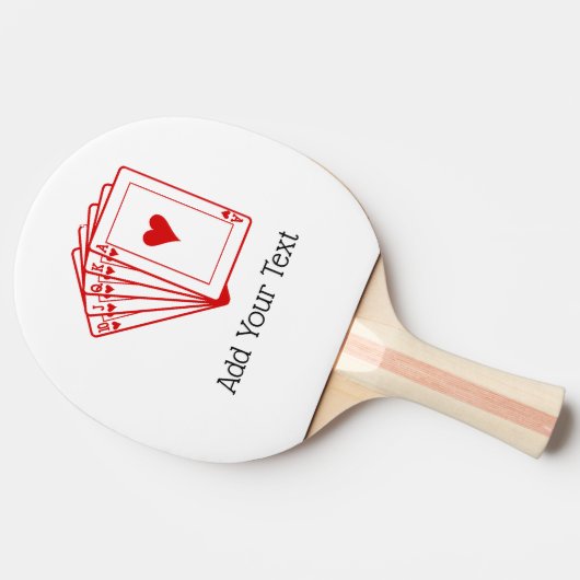 Casino Night Poker Royal Straight Flush Hearts Tafeltennisbatje (Zijkant)