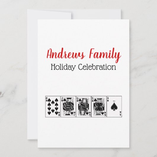 Casino Night Poker Royal Straight Flush Kerstmis Kaart (Voorkant)