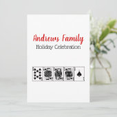 Casino Night Poker Royal Straight Flush Kerstmis Kaart (Staand voorkant)