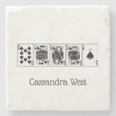 Casino Night Poker Royal Straight Flush Spades Stenen Onderzetter (Voorkant)