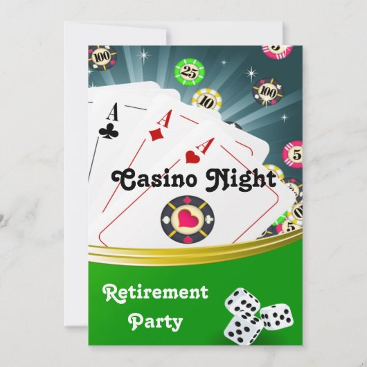 Casino Night Retirement Party Uitnodigingen (Voorkant)