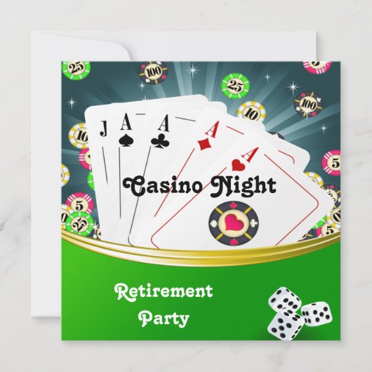 Casino Night Retirement Party Uitnodigingen (Voorkant)
