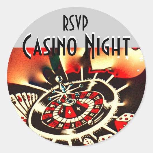 Casino Night rsvp Ronde Sticker (Voorkant)