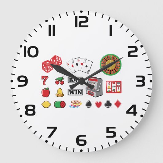 Casino Night Slot Machine Poker Lucky 7s Grote Klok (Voorkant)