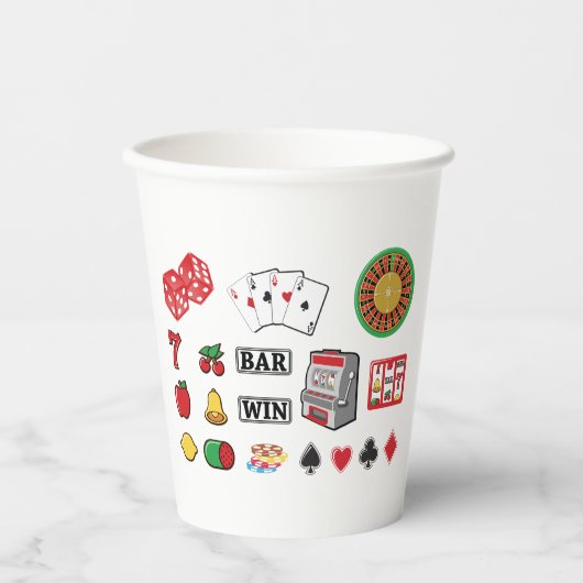 Casino Night Slot Machine Poker Lucky 7s Papieren Bekers (Voorkant)