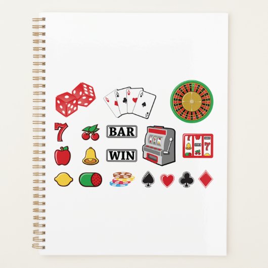 Casino Night Slot Machine Poker Lucky 7s Planner (Voorkant)