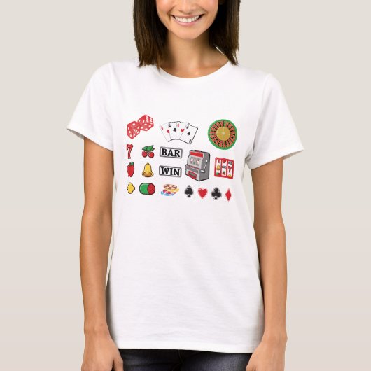 Casino Night Slot Machine Poker Lucky 7s T-shirt (Voorkant)
