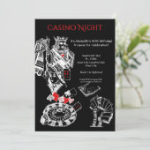 Casino Night ThACHT Birthday Party Invitation Kaart (Staand voorkant)