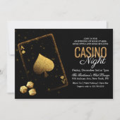 Casino Night Vegas Black en Gold Invitation Kaart (Voorkant)