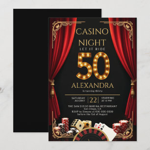 Casino Night Vegas Poker Roulette 50ste Verjaardag Kaart