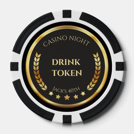 Casino Night Verjaardag Drink Token Poker Chip  (Voorkant)