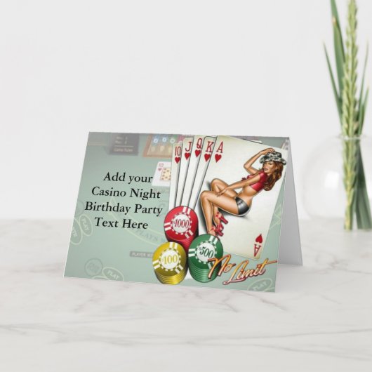 Casino Night verjaardagsfeestje uitnodigingen (Voorkant)