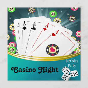 Casino Night verjaardagsfeestje uitnodigingen