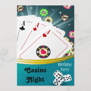 Casino Night verjaardagsfeestje uitnodigingen