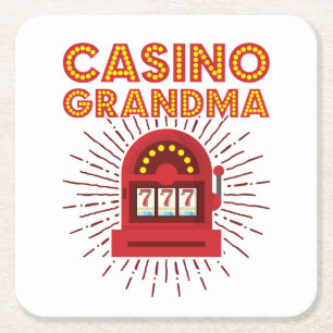 Casino Oma Slot Machine Gokken Grootmoeder Kartonnen Onderzetters