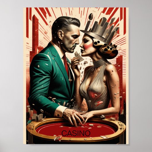 Casino paar Art Deco Poster (Voorkant)