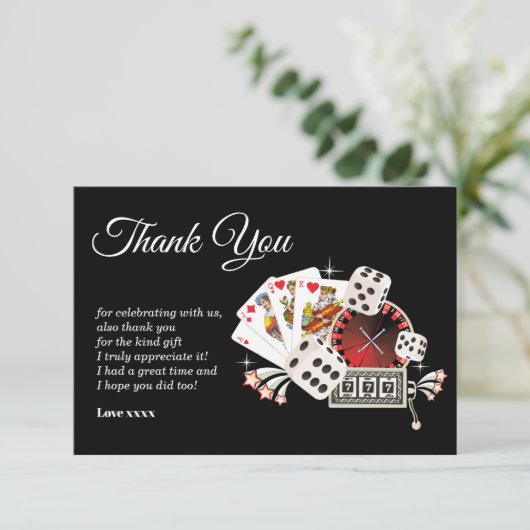 casino party dank je creditcard bedankkaart (Staand voorkant)