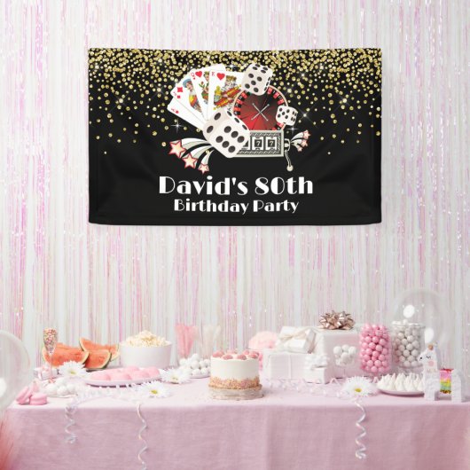 casino party, elegante verjaardagsbanner spandoek (Feest)