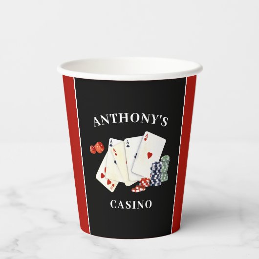 Casino Party gepersonaliseerd Papieren Bekers (Achterkant)