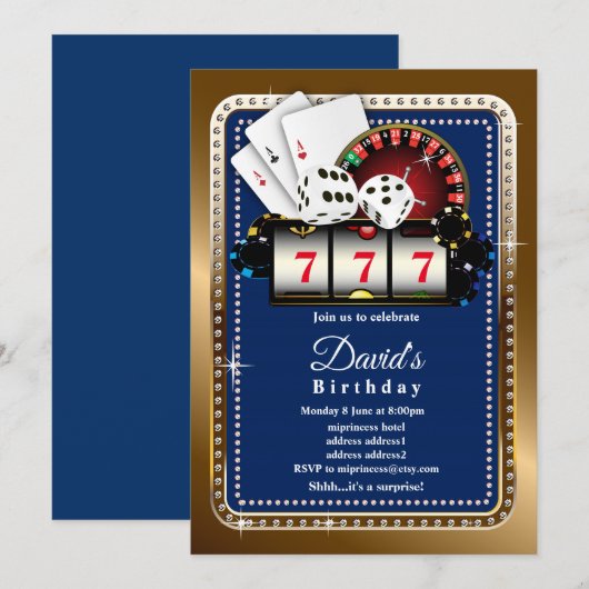 casino party suitnodiging 7 7 7 Slot machine Kaart (Voorkant / Achterkant)