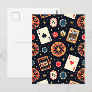 Casino patroon thema op zwart briefkaart