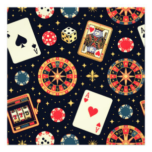 Casino patroon thema op zwart foto afdruk