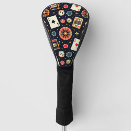 Casino patroon thema op zwart golfheadcover
