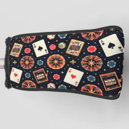 Casino patroon thema op zwart golfheadcover