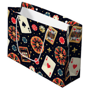 Casino patroon thema op zwart groot cadeauzakje