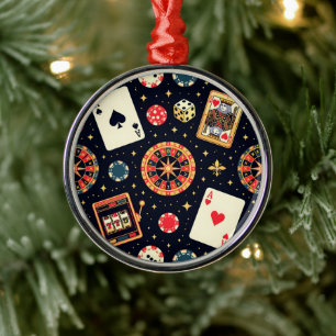 Casino patroon thema op zwart metalen ornament