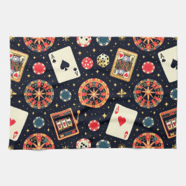 Casino patroon thema op zwart theedoek