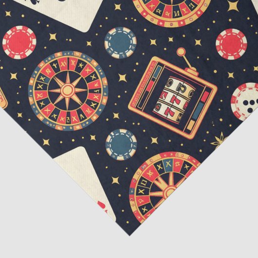Casino patroon thema op zwart tissuepapier (Detail)