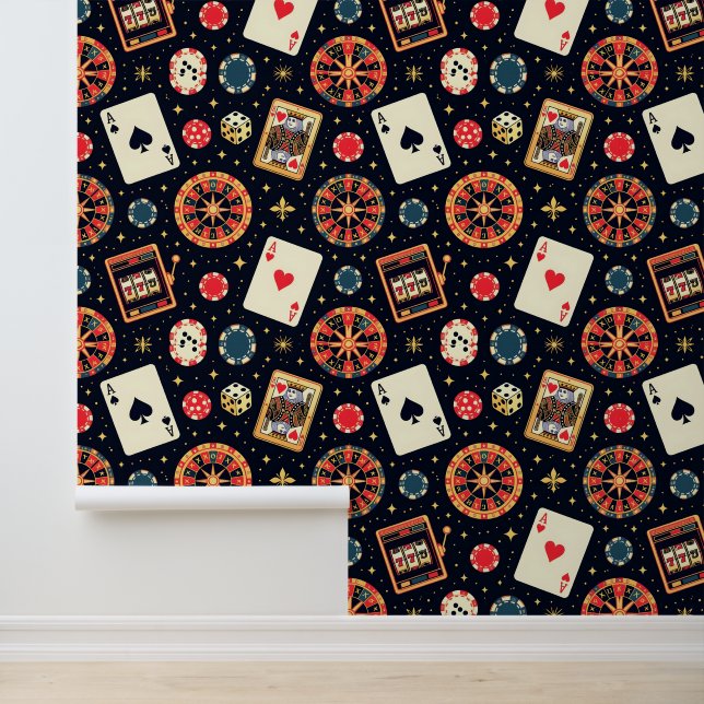 Casino pattern theme on black behang (Applicatie)
