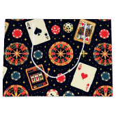 Casino pattern theme on black groot cadeauzakje (Voorkant)