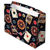 Casino pattern theme on black groot cadeauzakje (Achterkant Gekanteld)