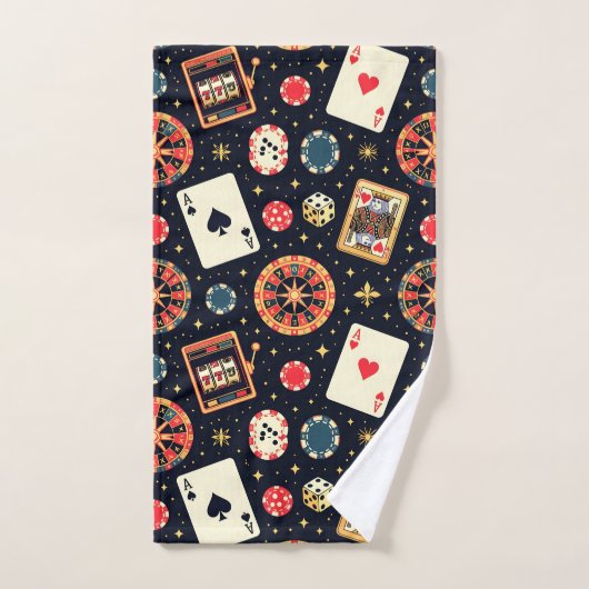 Casino pattern theme on black handdoek (Handdoek)