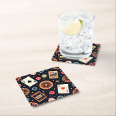 Casino pattern theme on black kartonnen onderzetters (Insitu)