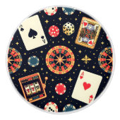 Casino pattern theme on black keramische knop (Voorkant)