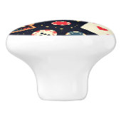 Casino pattern theme on black keramische knop (Zijkant)