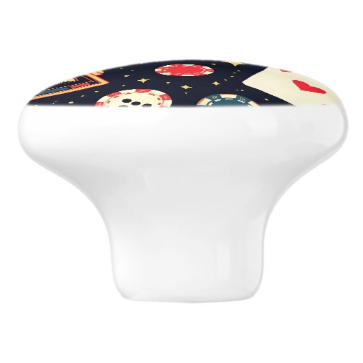 Casino pattern theme on black keramische knop (Zijkant)