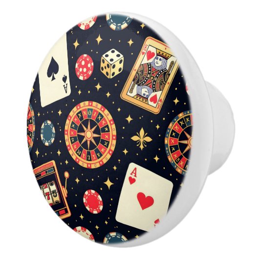 Casino pattern theme on black keramische knop (Rechts)
