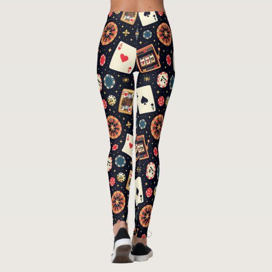 Casino pattern theme on black leggings (Achterkant)