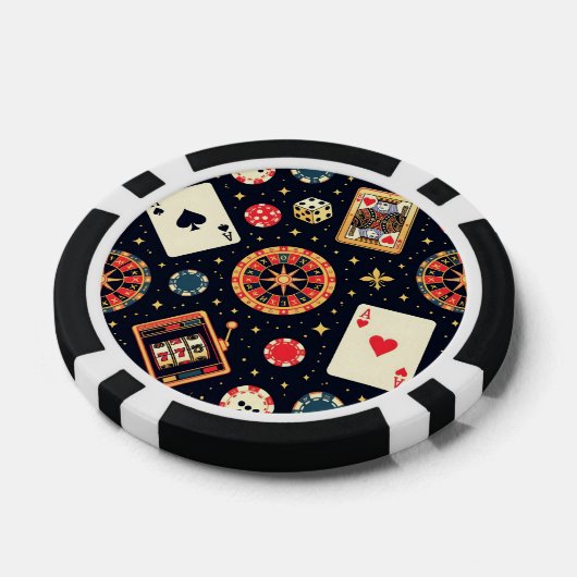 Casino pattern theme on black poker chips (Enkel)