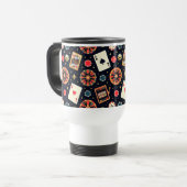 Casino pattern theme on black reisbeker (Voorkant links)