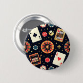 Casino pattern theme on black ronde button 5,7 cm (Voorkant /achterkant)
