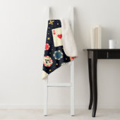Casino pattern theme on black sherpa deken (In situ)