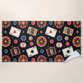 Casino pattern theme on black strandlaken (Voorkant)