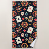 Casino pattern theme on black strandlaken (Voorkant)